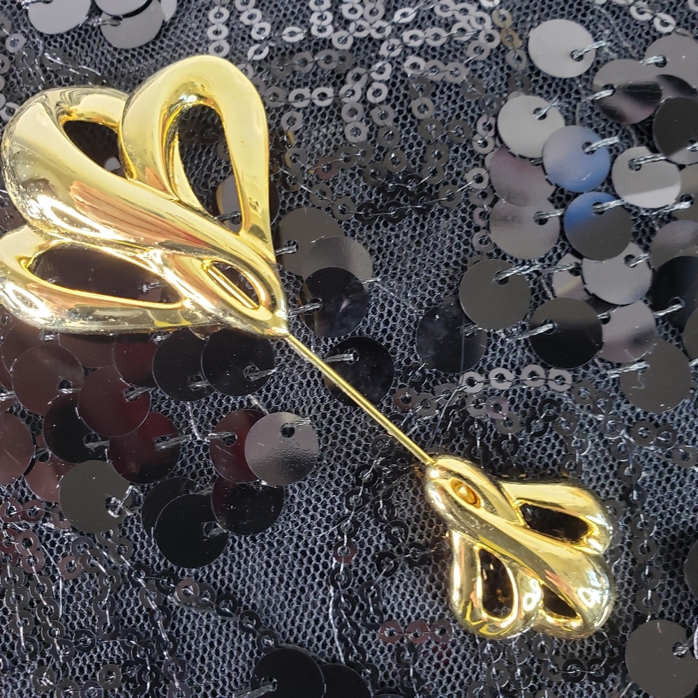 NAPIER Signed Brooch Pin 4” Gold Tone Scarf Jacket Classy Design…